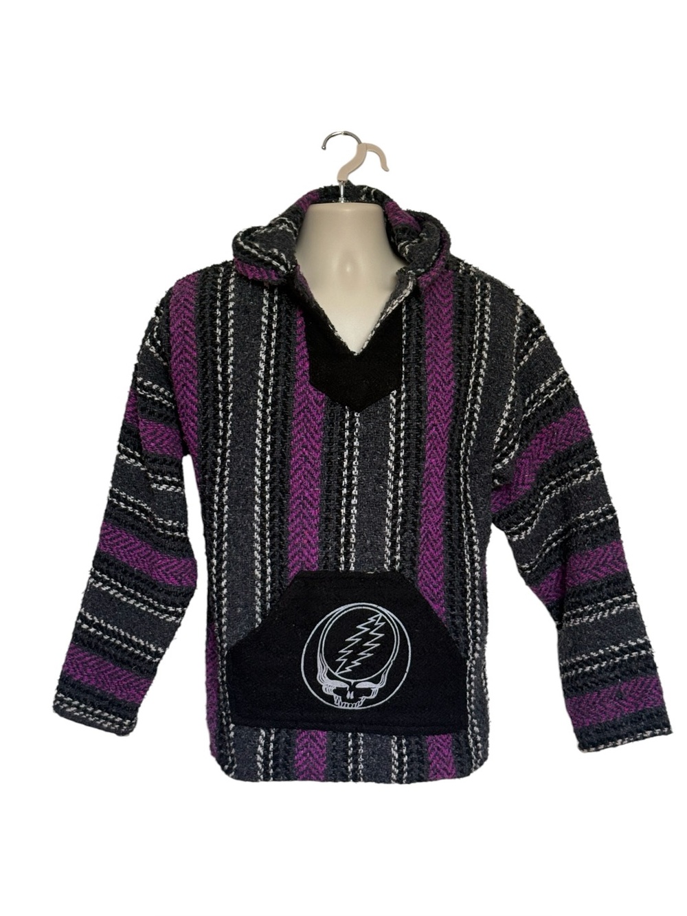 Grateful Dead Steal Your Face Baja Hoodie Purple Grey Drug Rug Size Small